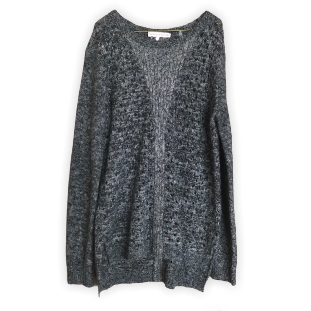 REBECCA TAYLOR Wool Blend Open Kit Gray Sweater
